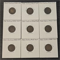 (9) U.S. Indian Head Pennies