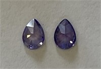 (2) Purple Tanzanite Pear Cut Gemstones