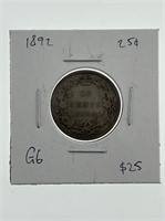 1892 Canada Silver 25 Cents
