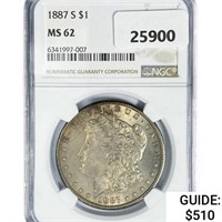 1887-S Morgan Silver Dollar NGC MS62