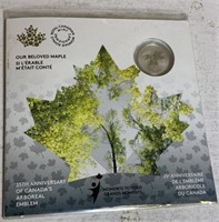 Maple leaf  25th anniversary  $5 coin