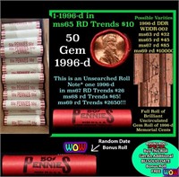 THIS AUCTION ONLY! BU Shotgun Lincoln 1c roll, 199