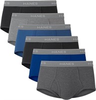 XL Hanes Mens 6-Pack Exposed Waistband Mid-Rise Br
