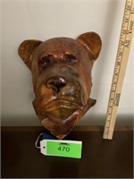 Carved wooden bear head 12" tall