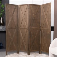 4 Panel Wood Room Divider  5.6 FT Tall