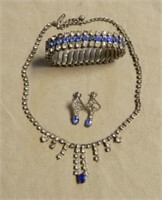 Blue and Clear Rhinestone Costume Jewelry Set.