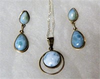 Sterling Silver with Blue Stone Jewelry Set.