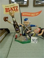 Blatz Beer "Safe At Home" Baseball Display Statue