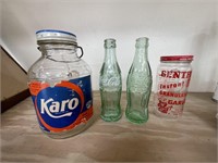 4 Glass Bottles-2-Coke Bottles Garlic Jar