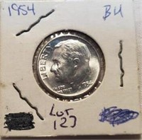 1954 Roosevelt Silver Dime BU