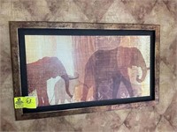 Elephant themed decorative print, 30 in wide 18 in