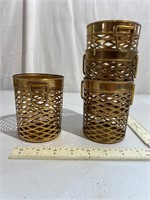 Vintage Seagrams brass bottle holders