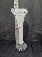 White & Clear Art Glass Vase