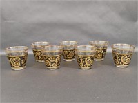 7 Culver Ebony Baroque Black Gold Cocktail Glasses