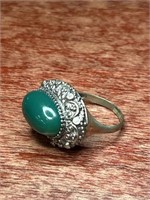 Green Chrysoprase Stone Sterling .925 Silver Ring