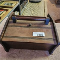 Wooden Sewing Box Craft Supplies Carry-All Double