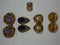 5 pr Vintage clip earrings inc Ben Amun