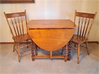Antique Drop-Leaf Table with 2 Chairs