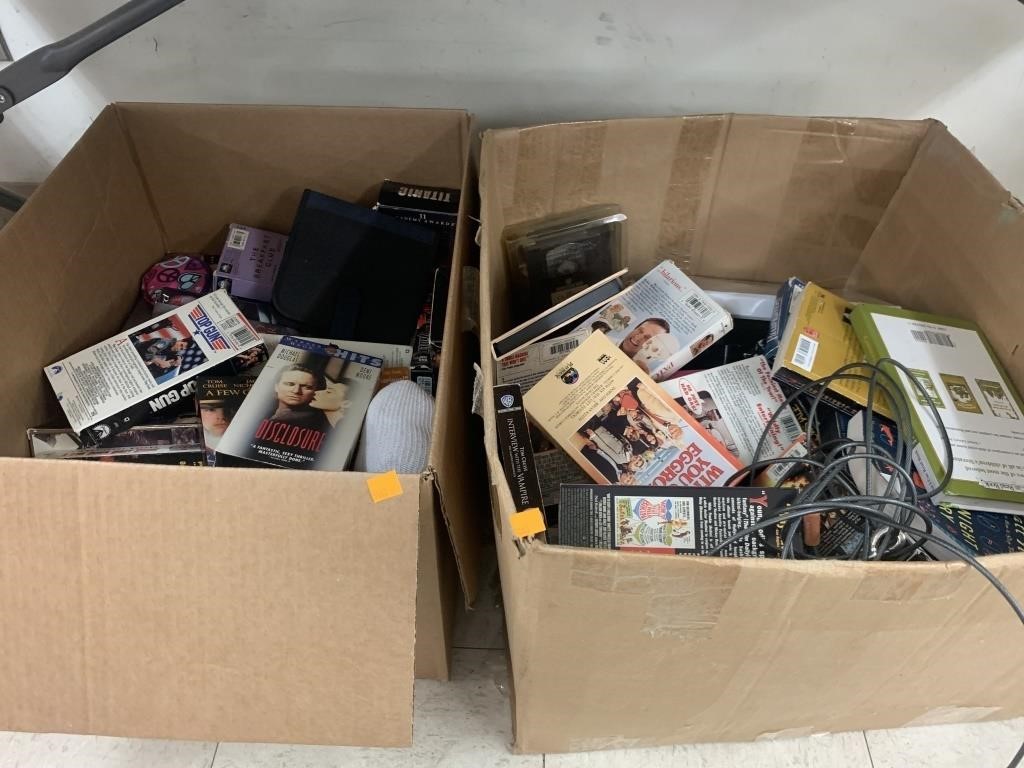 Mix of books and VHS- 2 boxes