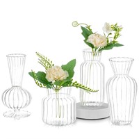 Modern Clear Glass Bud Vase Set: Glasseam 4Pcs