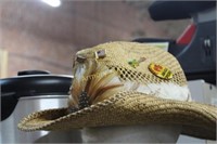 STRAW COWBOY HAT W/ PINS - NOT DISPLAY