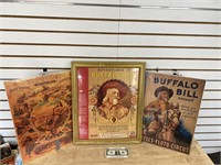3 Modern posters of Buffalo Bill one  framed