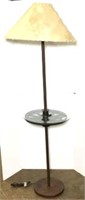 Metal Lamp Table with Glass Top & Paper Shade