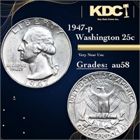 1947-p Washington Quarter 25c Grades Choice AU/BU