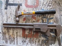 pipe wrench & hammer