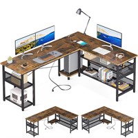 ODK 66" L Shaped Desk with Power Outlet and USB Ch