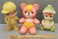 3 Rubber Character Dolls