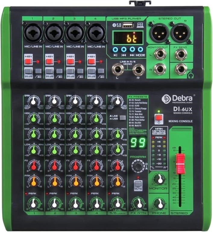 D DEBRA PROFESSIONAL AUDIO MIXER DJ CONSOLE DI-6UX