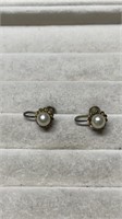 Sterling Silver Vintage Gold Washed Pearl Screw Ba