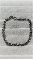 Sterling Silver 7.5" Rope Bracelet Italy 925