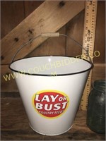 Enamel metal LAY OR BUST bucket