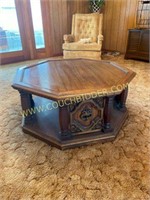 Mid-century octagon wooden coffee table