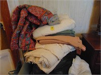Large lot of linens and rag rugs