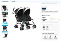 E5072  Costway Baby-joy Twin Stroller, Black