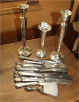 16pcs Sterling; Knives, Vases, Brush (some