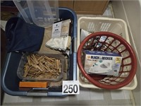 OLD TOWELS, IRONS, CLOTHES PINS, BASKETS & MORE