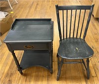 Teal Blue End Table & Chair