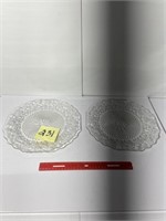 (2) Matching clear glass serving plates