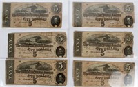 $5 FIVE DOLLAR CONFEDERATE CURRENCY COLLECTION