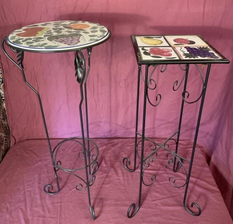 2 metal plant stands