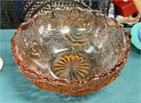 PINK PRESSED GLASS BOWL