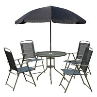 $224  Black 6-Piece Metal Round Table Outdoor Bist