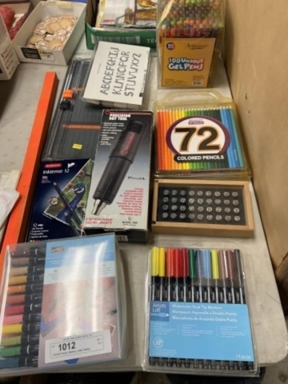 Colored Pencils, Markers, Letter Stamps