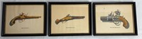 3 Framed Prints of Antique Firearms