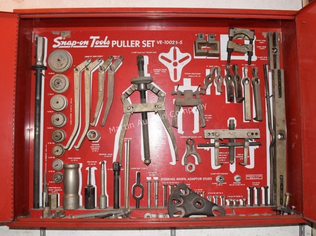 (C) Snap-On Puller Set in Metal Cabinet