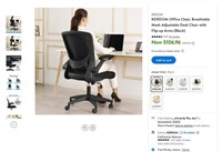E9195  KERDOM Mesh Desk Chair, Flip-up Arms, Black